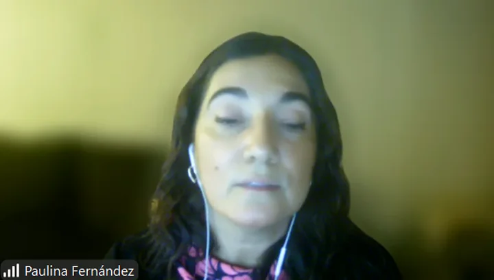 Flga. Paulina Fernández durante el webinar